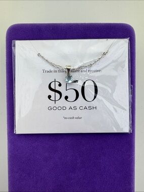 💛 New Classic Effy Silver Tone Light Blue CZ Necklace | Designer Luxe